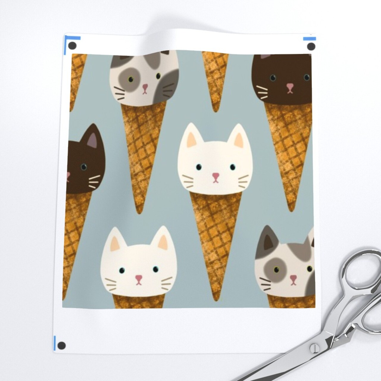 Whimsical Cats Ice Cream Cute Kittens Cone Kids Blue Sweet Food Animals Custom Pre-pasted Wallpaper by Spoonflower Pre-Pasted Wallpaper 2FT Wide